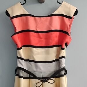 NWOT ❤️ Danny & Nicole Colorblock Midi Dress - Coral, Cream, Black Size 8